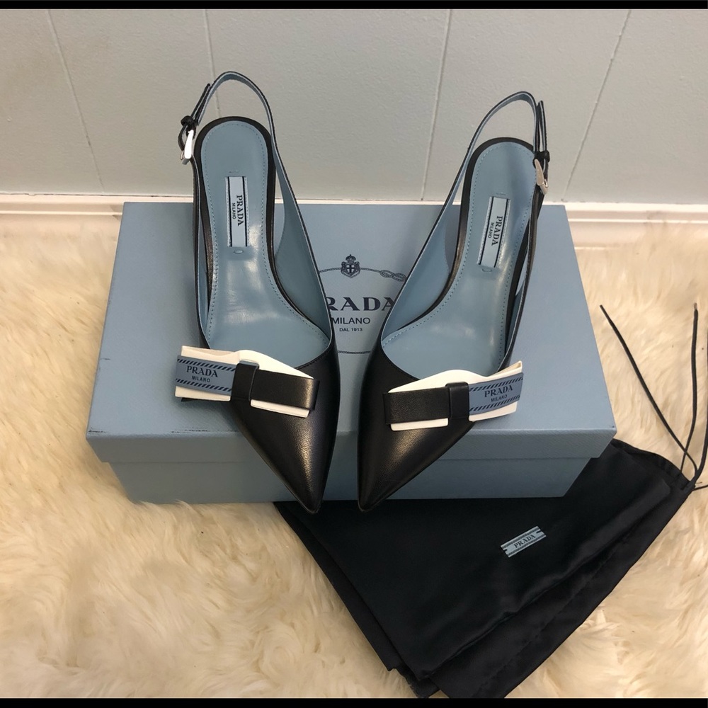Prada Logo Bow Slingback Pump - Picture 2 of 5